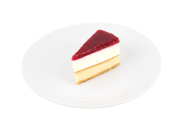 strawberry cheesecake on white background isolated