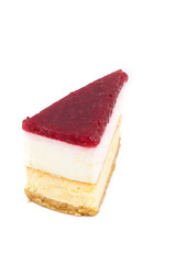 strawberry cheesecake on white background isolated