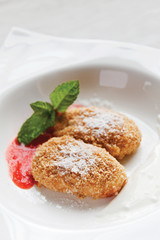 Traditional sweet dumplings with jam