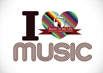 Fototapeta premium i love Music and Music is My Life word font type with signs idea