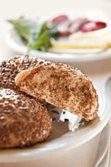 Healthy homemade rolls with linseed