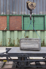 Wooden Crate on Crane