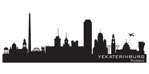 Yekaterinburg Russia city skyline Detailed silhouette