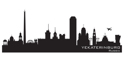 Fototapeta premium Yekaterinburg Russia city skyline Detailed silhouette
