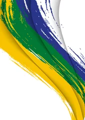 Fotobehang abstract background with brush strokes in brazil colors, design  © nortivision