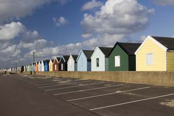 Fototapeta na wymiar Colourful Beach Huts, Southwold, Suffolk, England