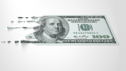 US Dollar Melting Dripping Banknote