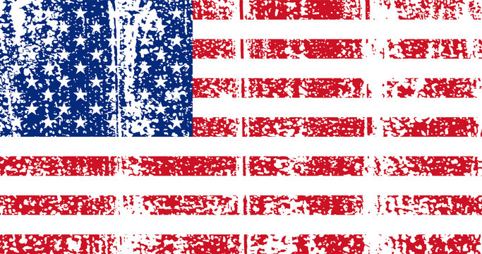 American grunge flag. Vector illustration.