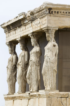 The ancient Porch of Caryatides in Acropolis, Athens, Greece