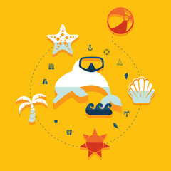 Set of summer tourism icons