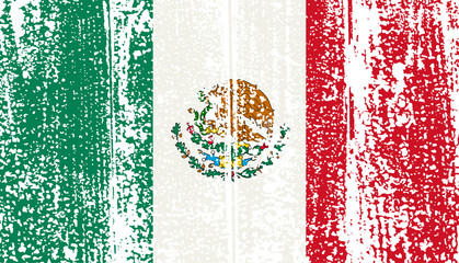 Mexican grunge flag. Vector illustration.