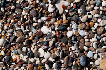 Wet Coloured Pepples of Greece Sea Shore