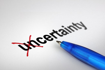 Changing the meaning of word. Uncertainty into Certainty. - obrazy, fototapety, plakaty