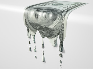 US Dollar Melting Dripping Banknote