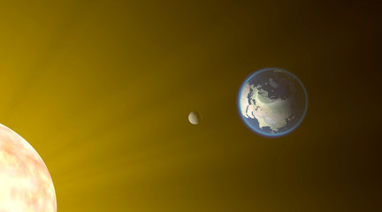Obraz premium Eclissi solare, spazio terra luna sole