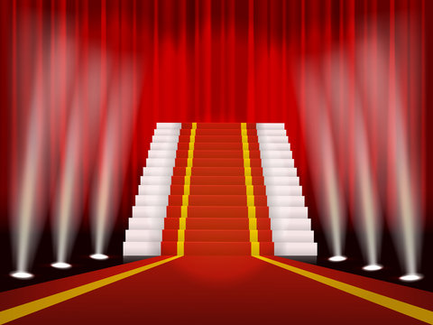 Red carpet and stair for rewarding ceremony