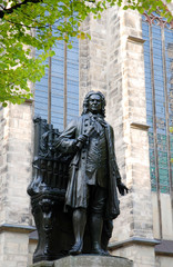 Johann Sebastian Bach Memorial in front of the Thomas Church in Leipzig, Germany
