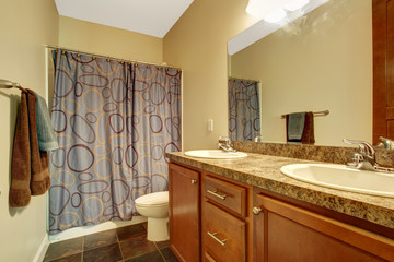 Bathroom interior in soft ivory