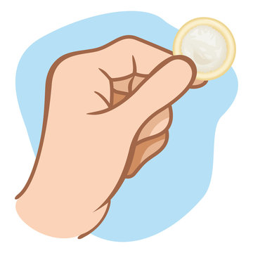 Hand holding a condom