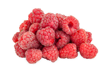 Fresh raspberries on white background