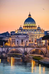 Peel and stick wall murals Rome Night view of the Basilica St Peter in Rome, Italy