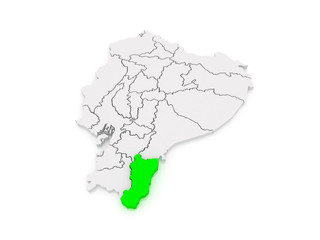 Map of Zamora. Ecuador.