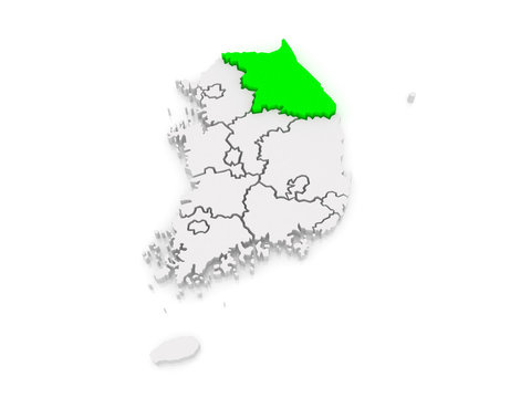Map of Gangwon. South Korea.