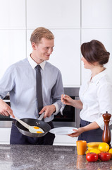 Businessman made poached egg for wife