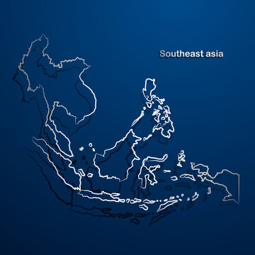 Southeast asia  map hand drawn background vector,illustration