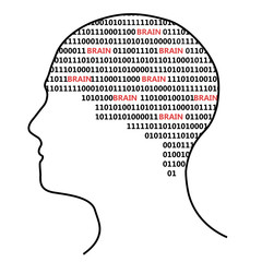 Brain with binary text