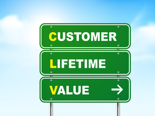3d customer lifetime value road sign