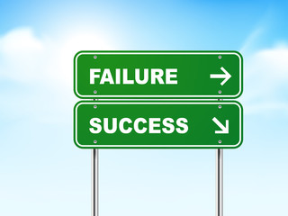 3d road sign with failure and success