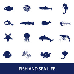 fish and sea life icons set eps10 - 67854120