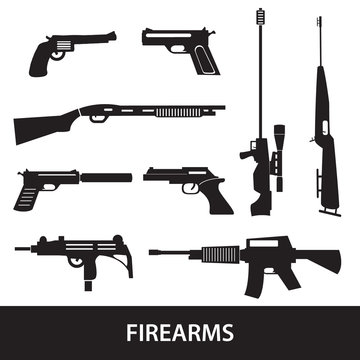 firearms weapons and guns icons eps10