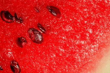 Watermelon pulp with seeds closeup