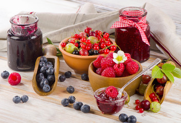 Fresh berries and jam