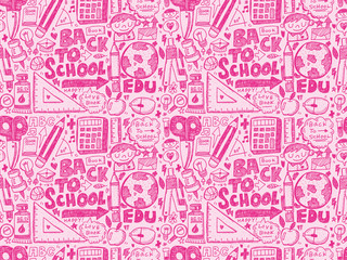 doodle back to school seamless pattern