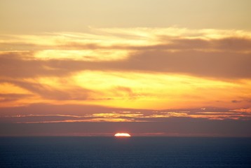 Sundown over Atlantic ocean near Cabo da Roca, Portugal