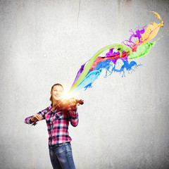 Fototapeta na wymiar Girl violinist