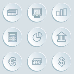 Finance web icon set 1, white sticker buttons