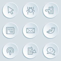 Internet web icon set 2 , white sticker buttons