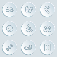 Medicine web icon set 2, white sticker buttons