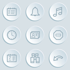 Organizer web icons, white sticker buttons