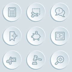 Shopping web icon set 3, white sticker buttons