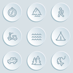 Travel  web icon set 3, white sticker buttons