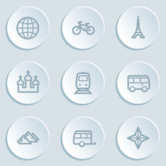 Travel  web icon set 2, white sticker buttons