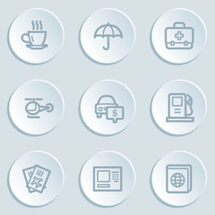 Travel  web icon set 4, white sticker buttons