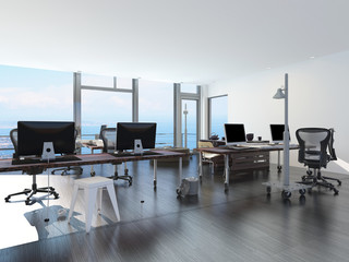 Modern waterfront office overlooking the sea