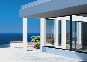 Modern coastal home with an outdoor patio © XtravaganT