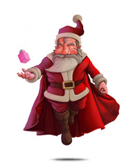 Santa Claus Super Hero - White background